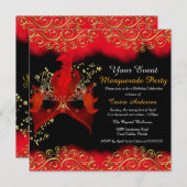 Invitation Mascarade Mascarade Black Rouge (Devant / Derrière)