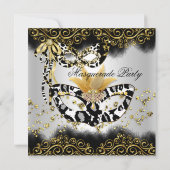 Invitation Mascarade Mascarade de masque d'or noir léopard (Dos)