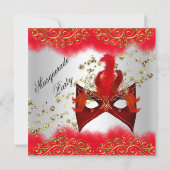 Invitation Mascarade Mascarade de masque or argent rouge Anni (Dos)