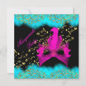 Invitation Mascarade Mascarade Mascarade de masque or rose tu (Dos)