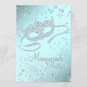 Invitation Mascarade Mascarade Mascarade Mascarade turquoise 