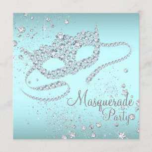Invitation Mascarade Mascarade Mascarade Mascarade turquoise 