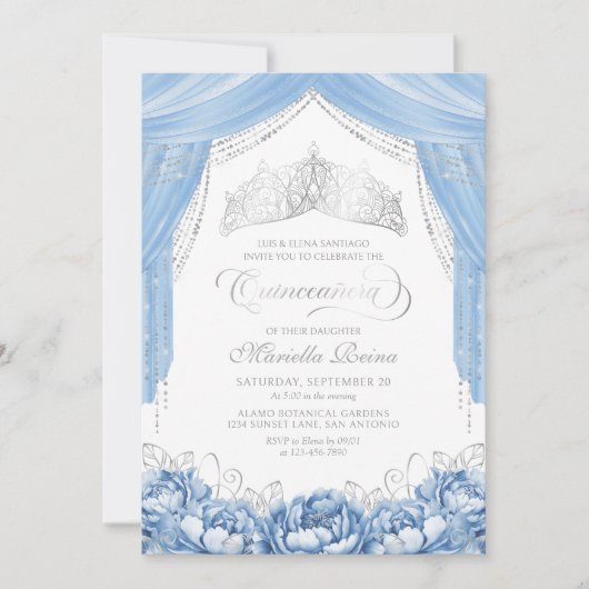 Invitation Mascarade Mascarade Royal Blue Quinceanera (Devant)