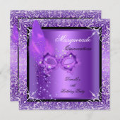 Invitation Mascarade Mascarade violet Masque Quinceanera (Devant / Derrière)