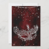 Invitation Mascarade masque argent rouge parties scintillant  (Dos)