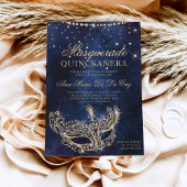 Invitation Mascarade masque chic parties scintillant or quinc