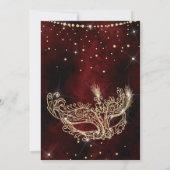 Invitation Mascarade masque chic parties scintillant or rouge (Dos)
