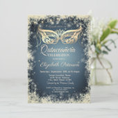 Invitation Mascarade, Masque d'or Flakes Quinceañera (Debout devant)