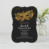 Invitation Mascarade Masque Doré pour Sweet 16 (Debout devant)