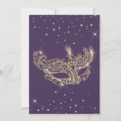 Invitation Mascarade masque parties scintillant or violet Swe (Dos)