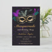 Invitation Mascarade Masque Pink Neon Noir 30e anniversaire (Debout devant)