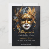 Invitation Mascarade Masque Venetian Gold Purple 21e annivers (Devant)