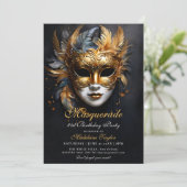 Invitation Mascarade Masque Venetian Gold Purple 21e annivers (Debout devant)