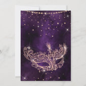 Invitation Mascarade masque violet rose or parties scintillan (Dos)