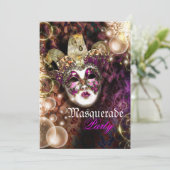 Invitation Mascarade masquer la fête du mardi gras vénitien (Debout devant)