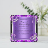 Invitation Mascarade Masques Rose Violet Anniversaire 2 (Debout devant)