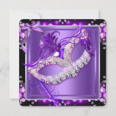 Invitation Mascarade Masques Rose Violet Anniversaire 2 (Dos)