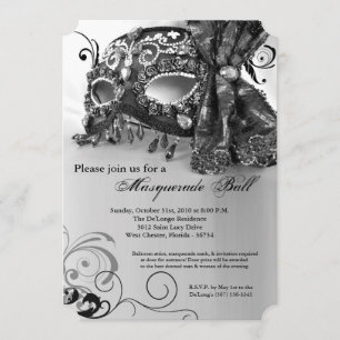 Invitation Mascarade noire Mascarade Masque Costume de bal Ha