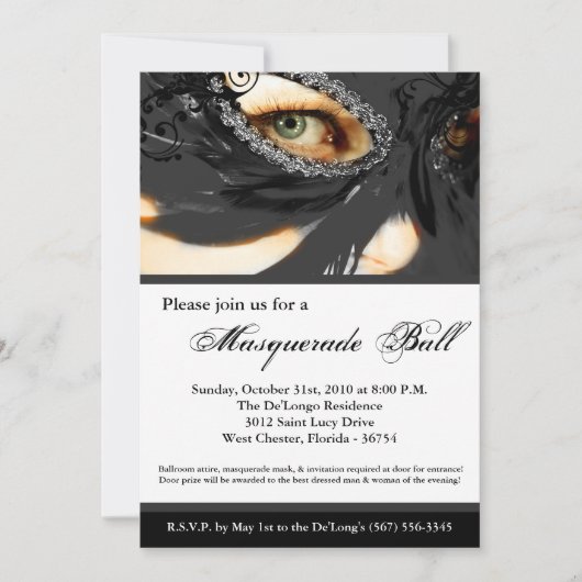 Invitation Mascarade noire Mascarade Masque Costume de bal Ha (Devant)