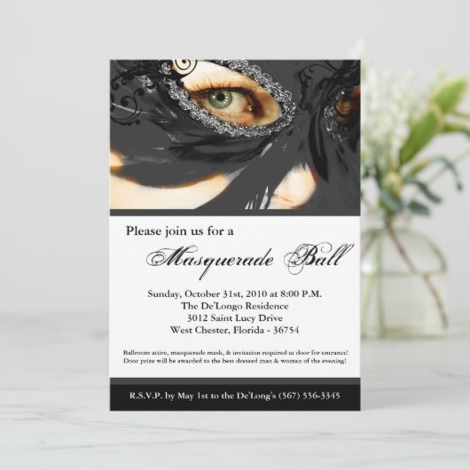 Invitation Mascarade noire Mascarade Masque Costume de bal Ha (Debout devant)