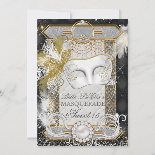Invitation Mascarade Perle blanche Diamant (Devant)