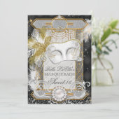 Invitation Mascarade Perle blanche Diamant (Debout devant)