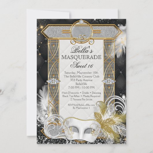 Invitation Mascarade Perle blanche Diamant (Dos)