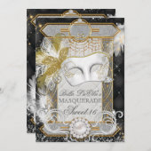 Invitation Mascarade Perle blanche Diamant (Devant / Derrière)