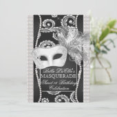 Invitation mascarade perle noire et blanche (Debout devant)
