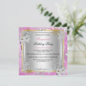 Invitation Mascarade Pink Gold Snowflakes Massive (Debout devant)