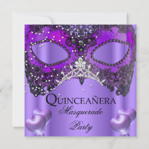 Invitation Mascarade Quinceanera 15 Masque Violet Anniversair