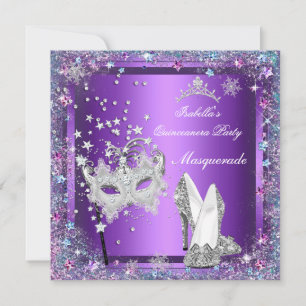 Invitation Mascarade Quinceanera 15e Anniversaire Diadème Vio