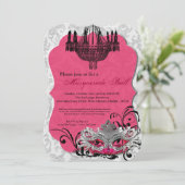 Invitation Mascarade rose chaud mascarade masque costume Hall (Debout devant)
