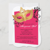 Invitation Mascarade rose chaud mascarade masque costume Hall (Devant)
