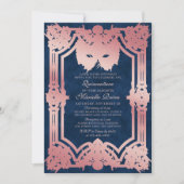 Invitation Mascarade rose élégant Quinceanera (Devant)