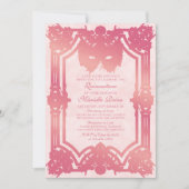 Invitation Mascarade rose élégant Quinceanera (Devant)
