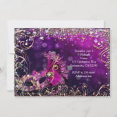 Invitation Mascarade rose et or Mascarade Masque Masque fête (Dos)