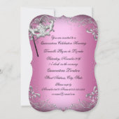 Invitation Mascarade rose étincelle Quinceanera Anniversaire (Dos)