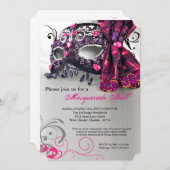 Invitation Mascarade rose Mascarade Masque Costume de bal Hal (Devant / Derrière)