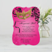 Invitation Mascarade rose Mascarade Masque costume Halloween  (Debout devant)