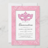 Invitation Mascarade rose vintage Quinceañera (Devant)