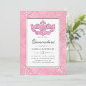 Invitation Mascarade rose vintage Quinceañera (Debout devant)