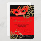 Invitation Mascarade rouge Mascarade Masque Costume de bal Ha (Devant / Derrière)