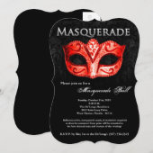 Invitation Mascarade rouge Mascarade Masque costume Halloween (Devant / Derrière)