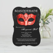 Invitation Mascarade rouge Mascarade Masque costume Halloween (Debout devant)