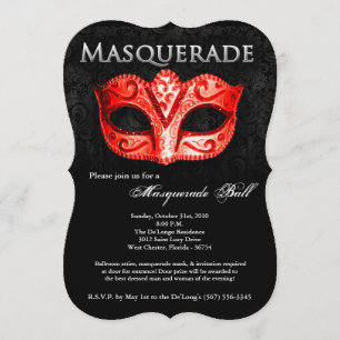 Invitation Mascarade rouge Mascarade Masque costume Halloween