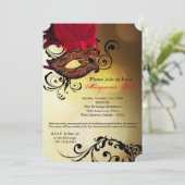 Invitation Mascarade rouge Mascarade Masque costume Halloween (Debout devant)