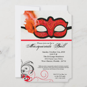 Invitation Mascarade rouge Mascarade Masque costume Halloween