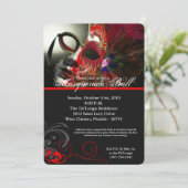 Invitation Mascarade rouge Mascarade Masque costume Halloween (Debout devant)