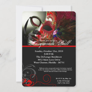 Invitation Mascarade rouge Mascarade Masque costume Halloween